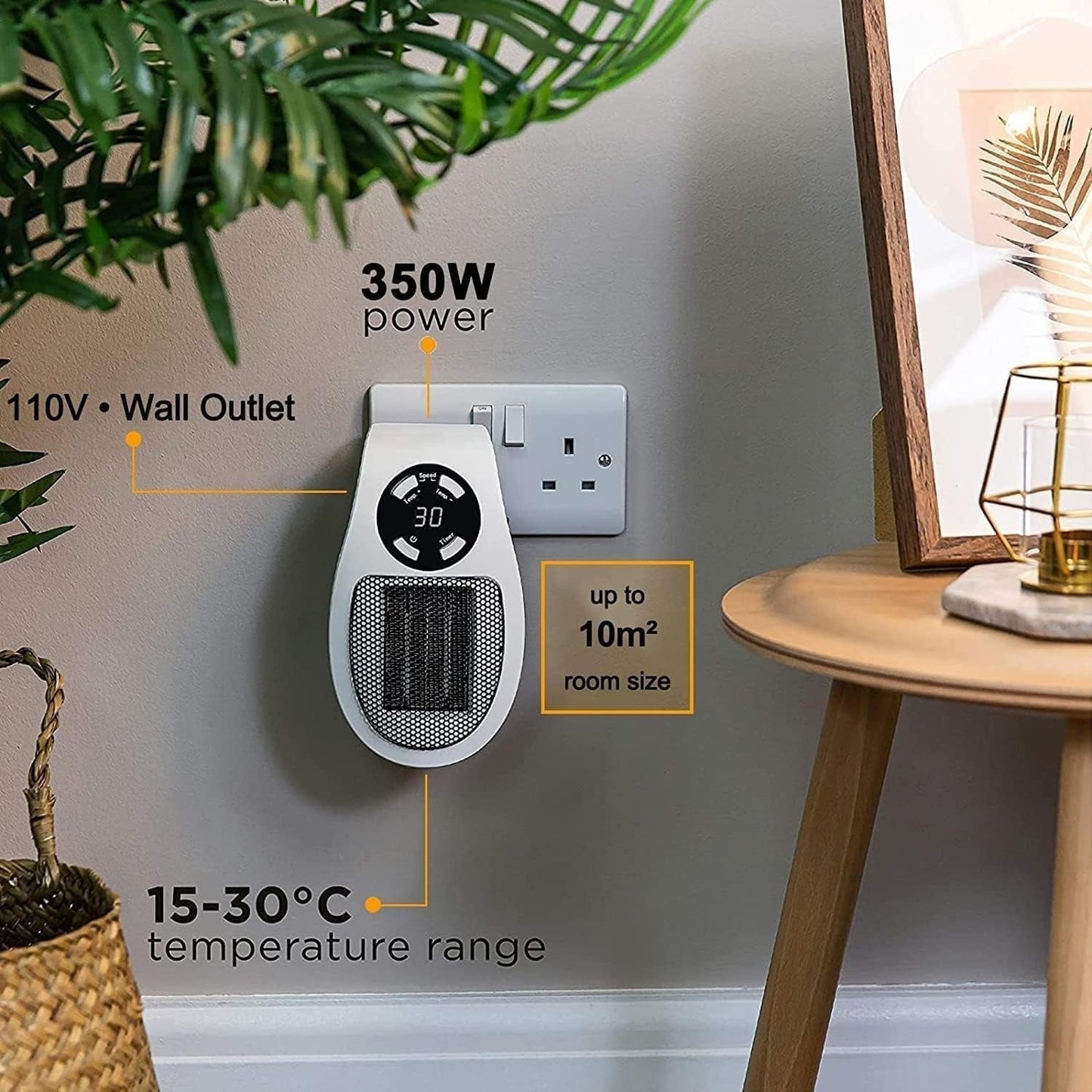 Wall-Mounted Space Heater for Small Rooms